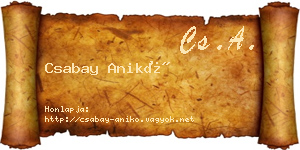 Csabay Anikó névjegykártya